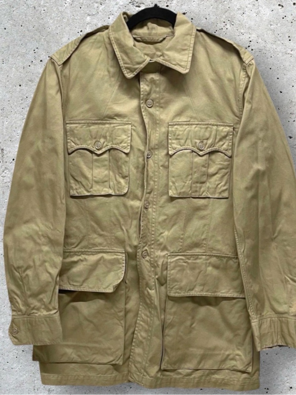 Vintage 1950s (1956) US Army Tan Tropical Cotton Jacket // 38L